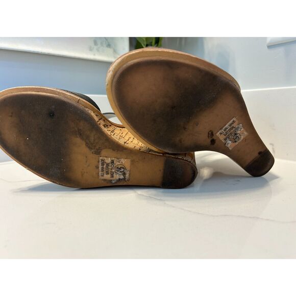 Black Wedge Sandals Women's Size 6 - Picture 5 of 8